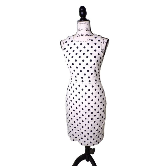 J Crew Dresses & Skirts - 🆕J CREW Polka Dot Textured Sheath Dress Black White Size 0 #G3726